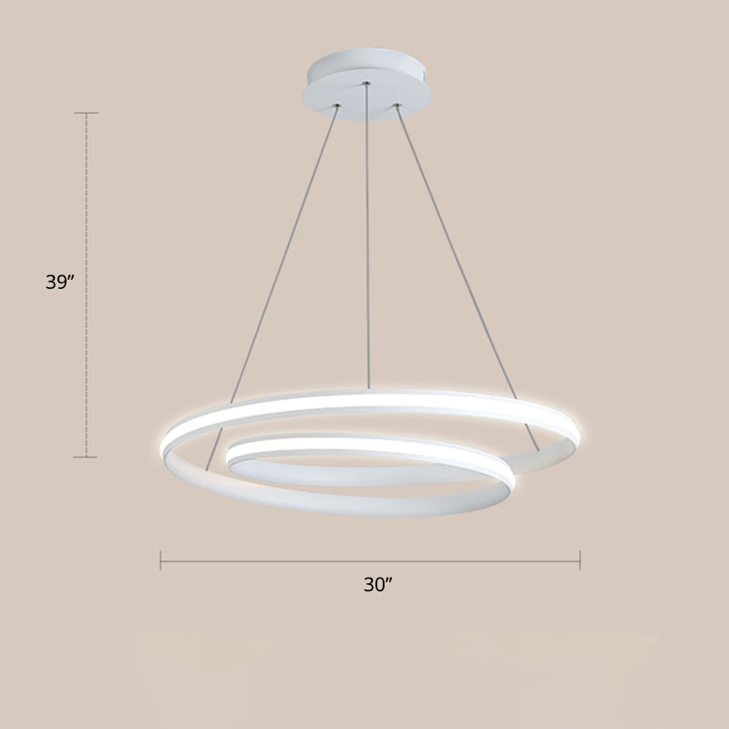 Aluminum Led Chandelier Light - Loop Shaped Minimalist Dining Room Suspension Lamp White / 30’ Warm
