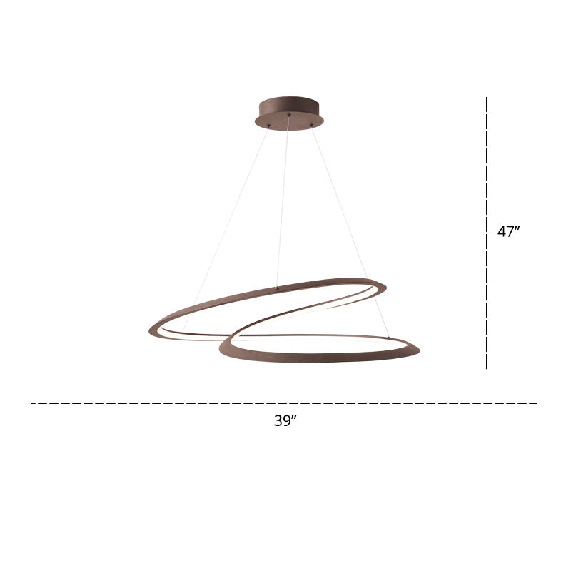 Led Pendant Chandelier With Contemporary Aluminum Shade - Minimalist Living Room Lighting Coffee /