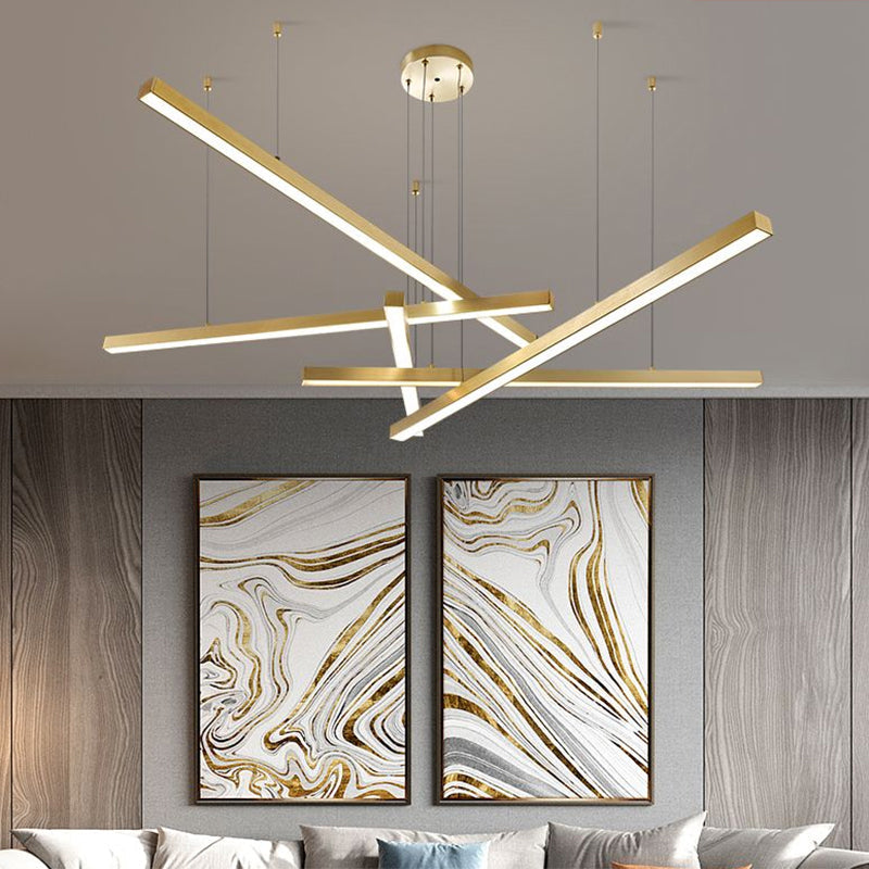 Sleek Bar-Shaped Led Chandelier | Simplicity Metal Ceiling Light For Living Room