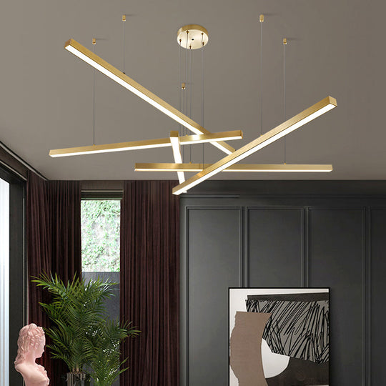 Sleek Bar-Shaped Led Chandelier | Simplicity Metal Ceiling Light For Living Room