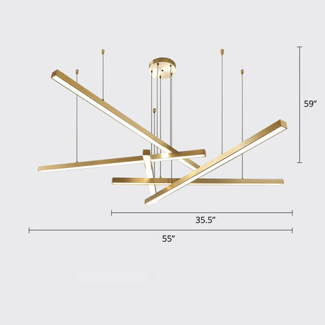 Sleek Metal Led Chandelier For Living Room Ceiling 5 / Gold White