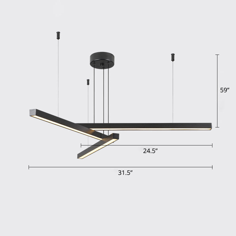 Sleek Bar-Shaped Led Chandelier | Simplicity Metal Ceiling Light For Living Room 3 / Black White