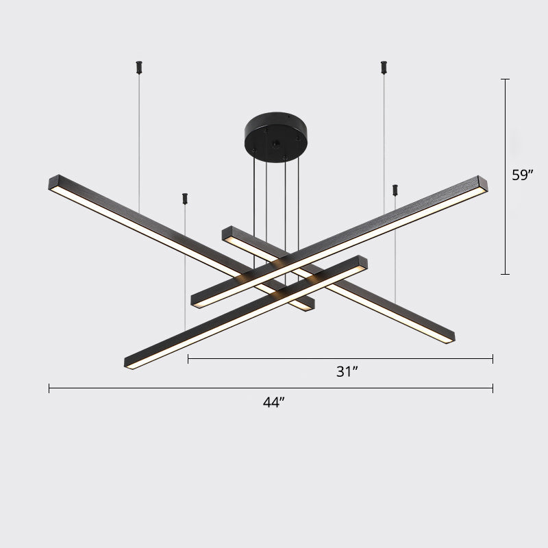 Sleek Bar-Shaped Led Chandelier | Simplicity Metal Ceiling Light For Living Room 4 / Black White