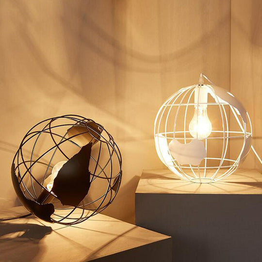 World Globe Pendant Light: Loft Style Single-Bulb Iron Hanging Lamp For Kids Bedroom