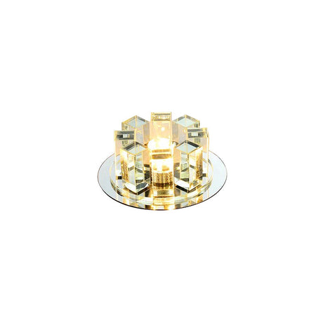 Stainless Steel Led Ceiling Flush Light With Simplicity Crystal Block Design For Entryway