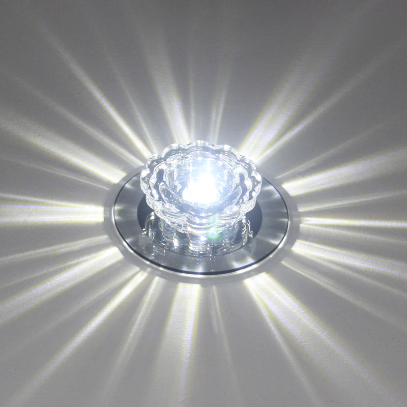 Minimalist Crystal Clear Scalloped Flush Ceiling Light For Corridor - Mount Fixture / White