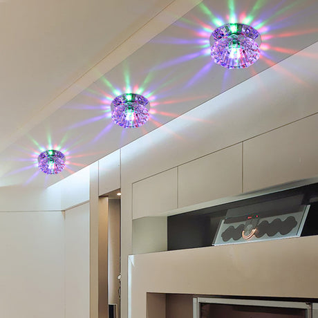 Modern Led Flush Mount Ceiling Light With Clear Crystal Floral Design - Ideal For Corridors / Multi