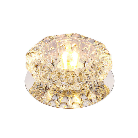 Minimalist Led Crystal Flush Mount Ceiling Lamp For Flower - Inspired Corridors