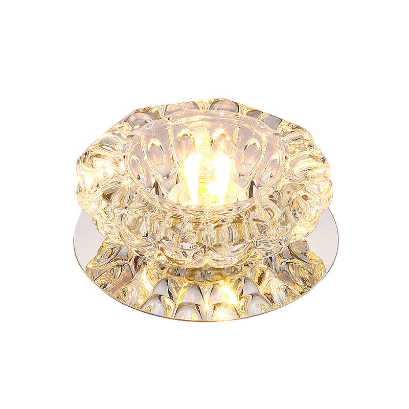 Minimalist Led Crystal Flush Mount Ceiling Lamp For Flower-Inspired Corridors