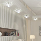 Contemporary Crystal Lotus Ceiling Lamp With Led Flush Light For Living Room