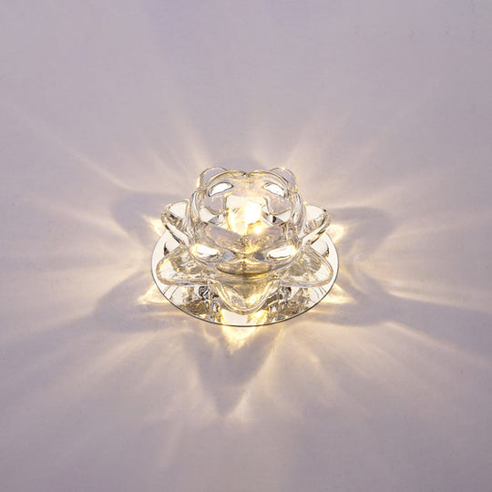 Lotus Led Crystal Spotlight: Modern Ceiling Fixture With Clear Flush Mount Lighting For Living Room