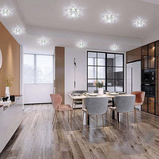 Lotus Led Crystal Spotlight: Modern Ceiling Fixture With Clear Flush Mount Lighting For Living Room