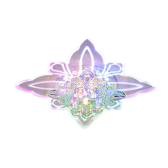 Crystal Blossom Led Ceiling Lamp With Modern Style And Clear Acrylic Petals - Ideal For Foyers Flush