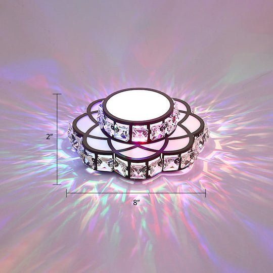 Modern Crystal Led Flush Mount Ceiling Light - Black Floral Design For Gallery / Multi Color