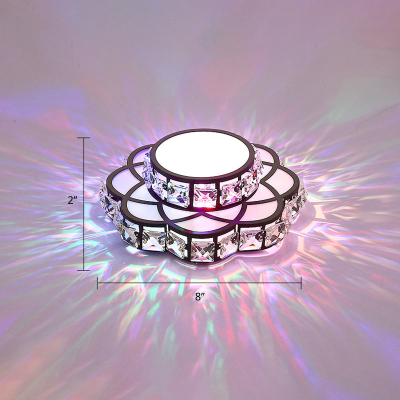 Modern Crystal Led Flush Mount Ceiling Light - Black Floral Design For Gallery / Multi Color