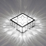 Minimalist Black Led Flush Mount Light With Inlaid Crystal For Corridor Ceiling Lighting / White
