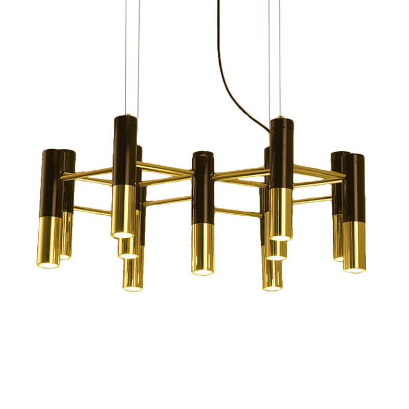 Contemporary Gold Led Tube Chandelier: 11/22 Lights Warm Pendant Light Fixture