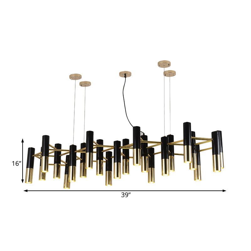 Contemporary Gold Led Tube Chandelier: 11/22 Lights Warm Pendant Light Fixture