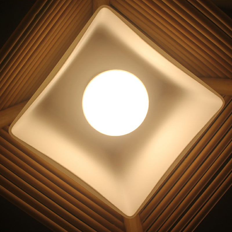 Modern Brown Wood Hanging Light: Trapezoidal Restaurant Pendant Lamp