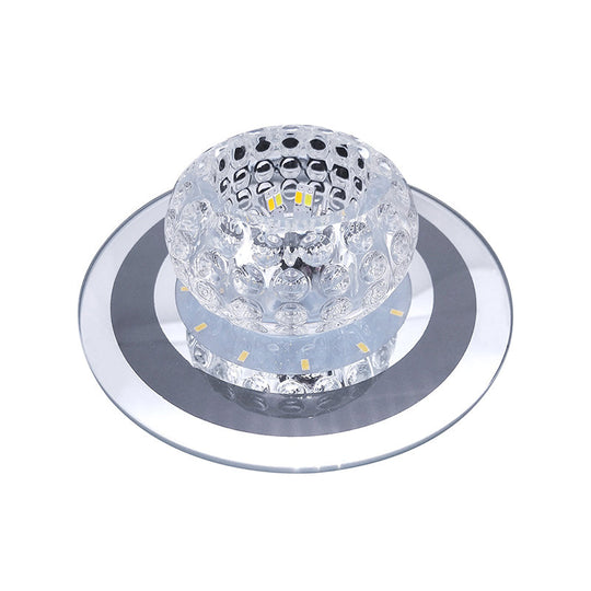 Contemporary Crystal Clear Led Flush Mount Lighting For Entryway