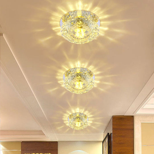 Flower - Shaped Led Flush Ceiling Light With Clear Crystal Finish - Simple & Elegant Fixture