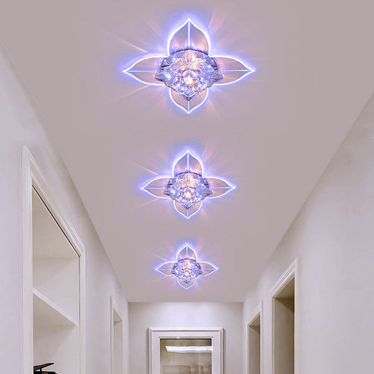Petals Led Ceiling Light: Flower Crystal Flush - Mount Fixture