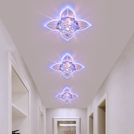 Petals Led Ceiling Light: Flower Crystal Flush-Mount Fixture