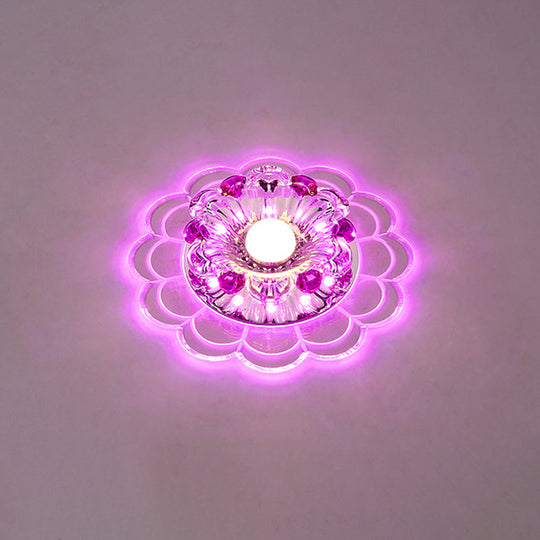 Modern Crystal Clear Led Ceiling Fixture For Corridor - Scalloped Flush Mount Recessed Lighting /