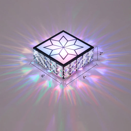 Clear Led Flushmount Ceiling Light With Beveled Crystal Square Design For A Minimalist Foyer Look /