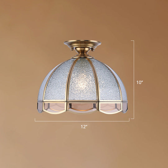 Traditional Seedy Glass Foyer Ceiling Light With Scalloped Edge Bronze / 12’