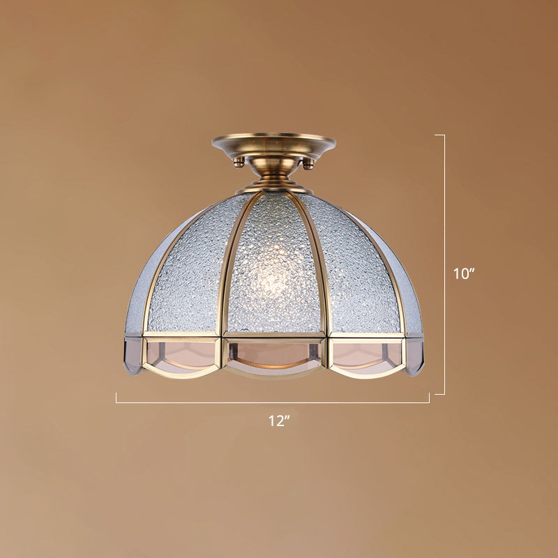 Traditional Seedy Glass Foyer Ceiling Light With Scalloped Edge Bronze / 12