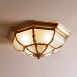 Traditional Brass Gourd Ceiling Mount Light With 4 Bulbs For Bedroom