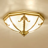 Traditional Flush Mount Ceiling Light For Dining Rooms - Dome Frosted Glass Shade Gold / 14