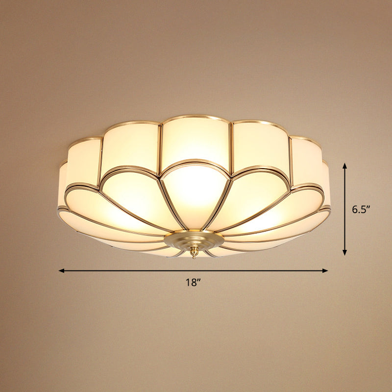 Gold Chrysanthemum Traditional Glass Flush Mount Ceiling Light For Bedroom 4 /
