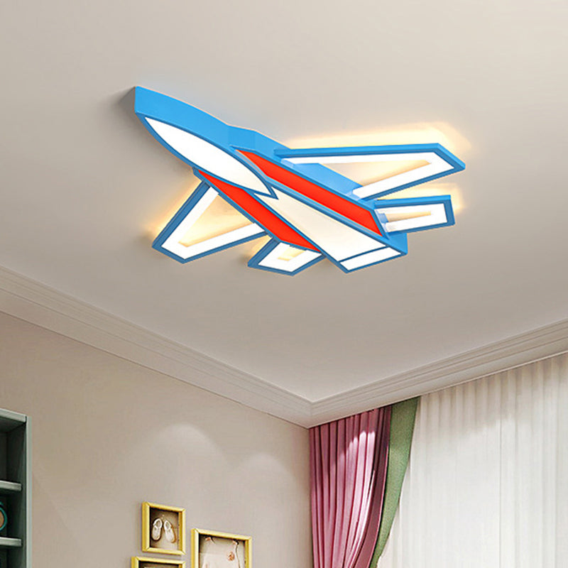 Cartoon Plane Led Flush Mount Ceiling Light - Perfect For Children’s Rooms Red / 21.5’ Warm