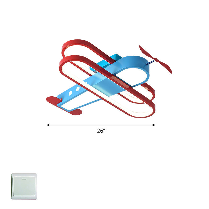 Cartoon Biplane Led Ceiling Flush Light For Boys Room - Acrylic Flush - Mount Fixture Blue /