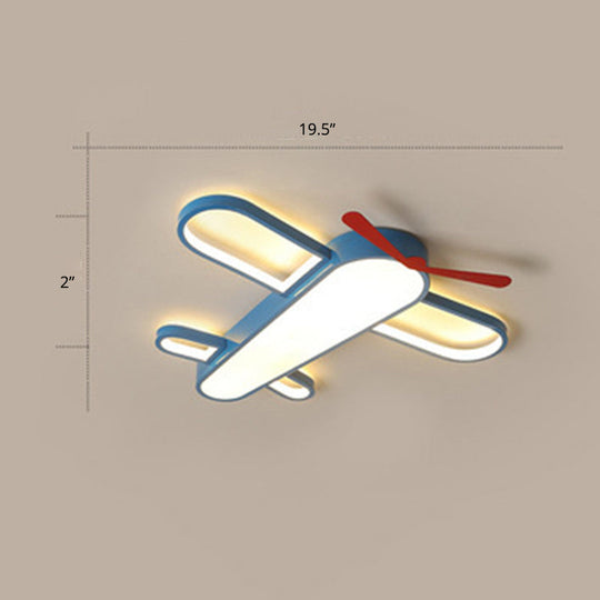 Led Plane Flush Mount Ceiling Light - Kids Style Acrylic Blue / 19.5’ Remote Control Stepless