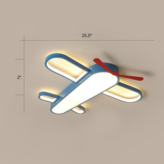 Led Plane Flush Mount Ceiling Light - Kids Style Acrylic Blue / 25.5’ Remote Control Stepless