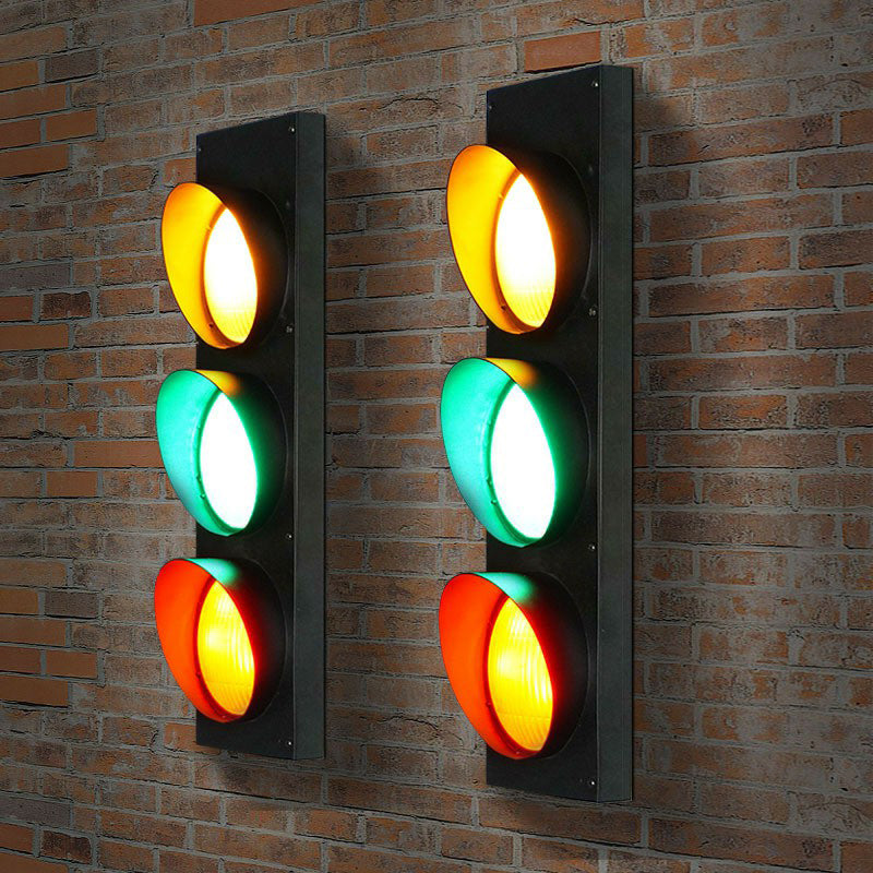 Black Metal Traffic Light Wall Sconce - Restaurant Decorative Lighting