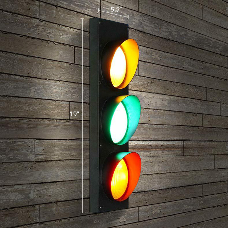 Black Metal Traffic Light Wall Sconce - Restaurant Decorative Lighting 3 /