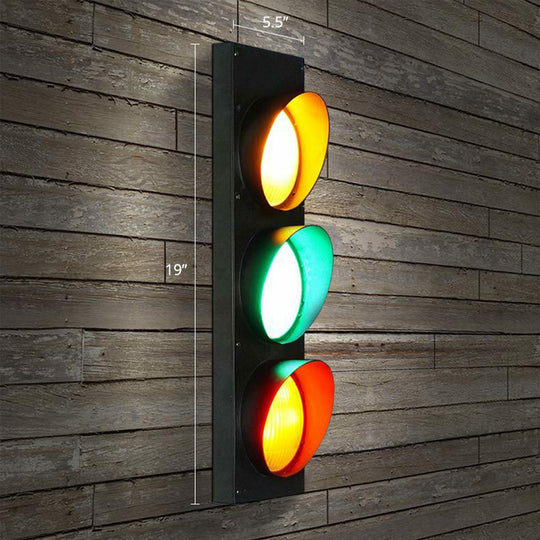 Black Metal Traffic Light Wall Sconce - Restaurant Decorative Lighting 3 /