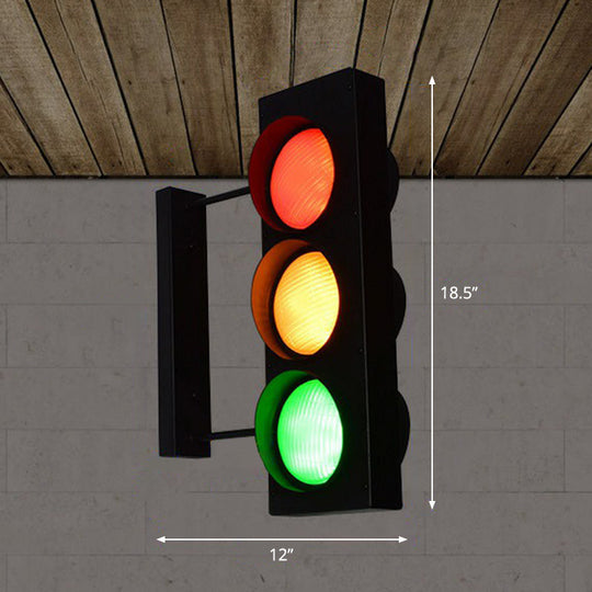 Black Metal Traffic Light Wall Sconce - Restaurant Decorative Lighting 6 /