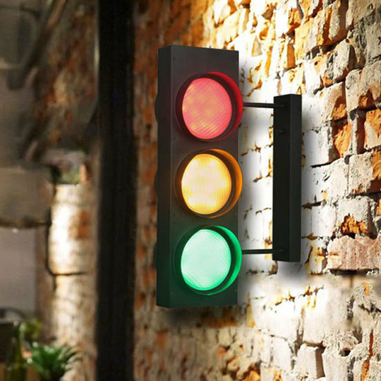 Black Metal Traffic Light Wall Sconce - Restaurant Decorative Lighting