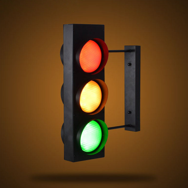 Black Metal Traffic Light Wall Sconce - Restaurant Decorative Lighting