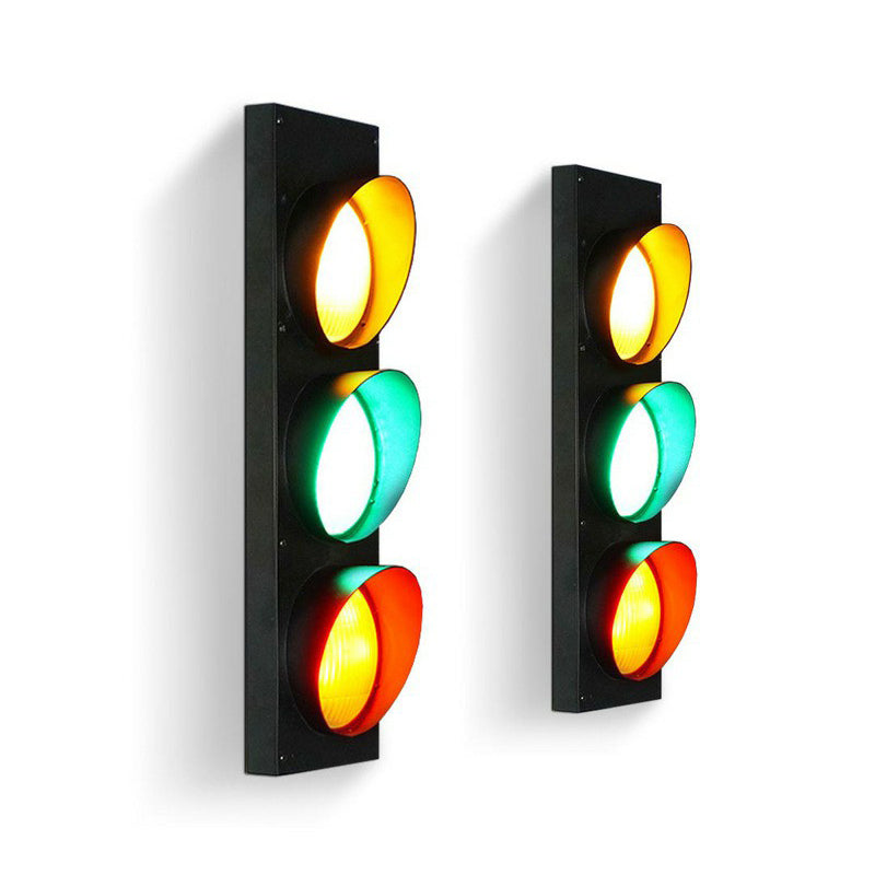 Black Metal Traffic Light Wall Sconce - Restaurant Decorative Lighting