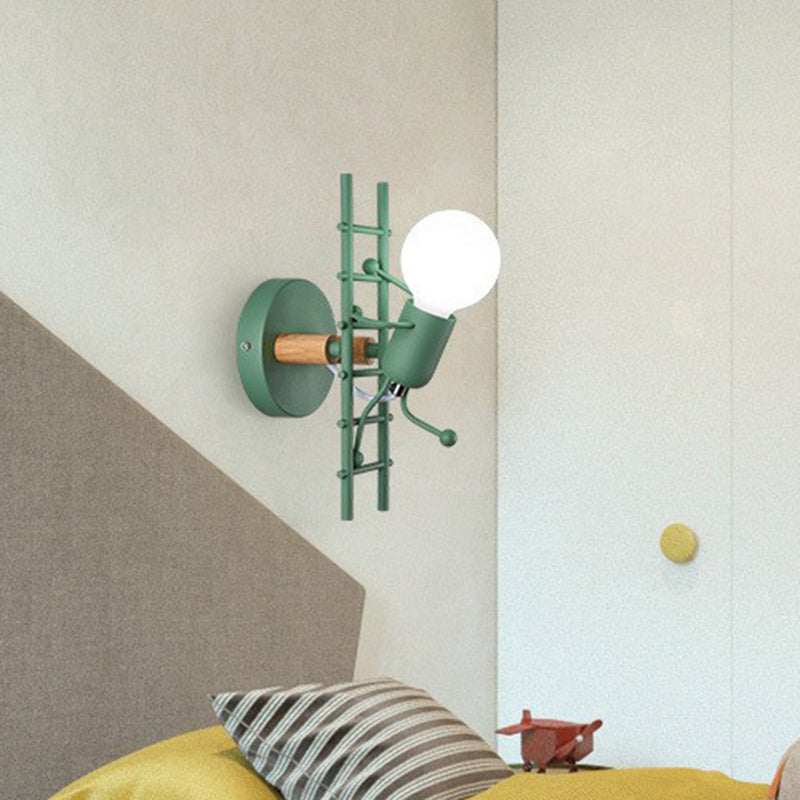 Ladder Stick Man Wall Mounted Metal Light - Decorative 1-Head Bedside Lighting