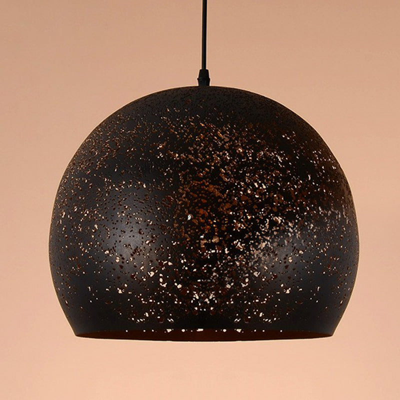 Nora - Retro Hollow-Out Metal Pendant Lighting 1-Light Black Finish Suspension Light For Restaurant