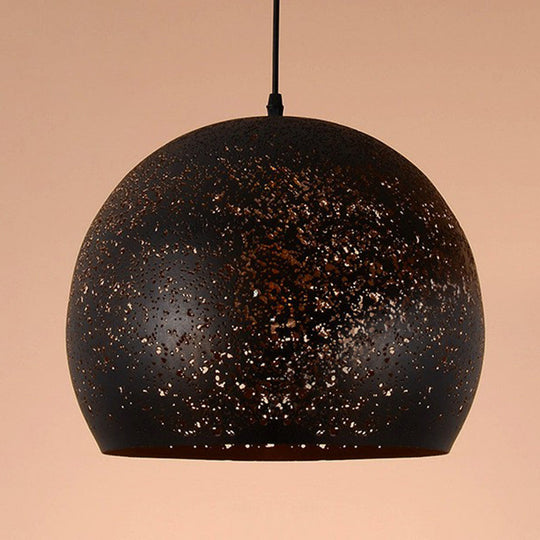 Nora - Retro Hollow-Out Metal Pendant Lighting 1-Light Black Finish Suspension Light For Restaurant