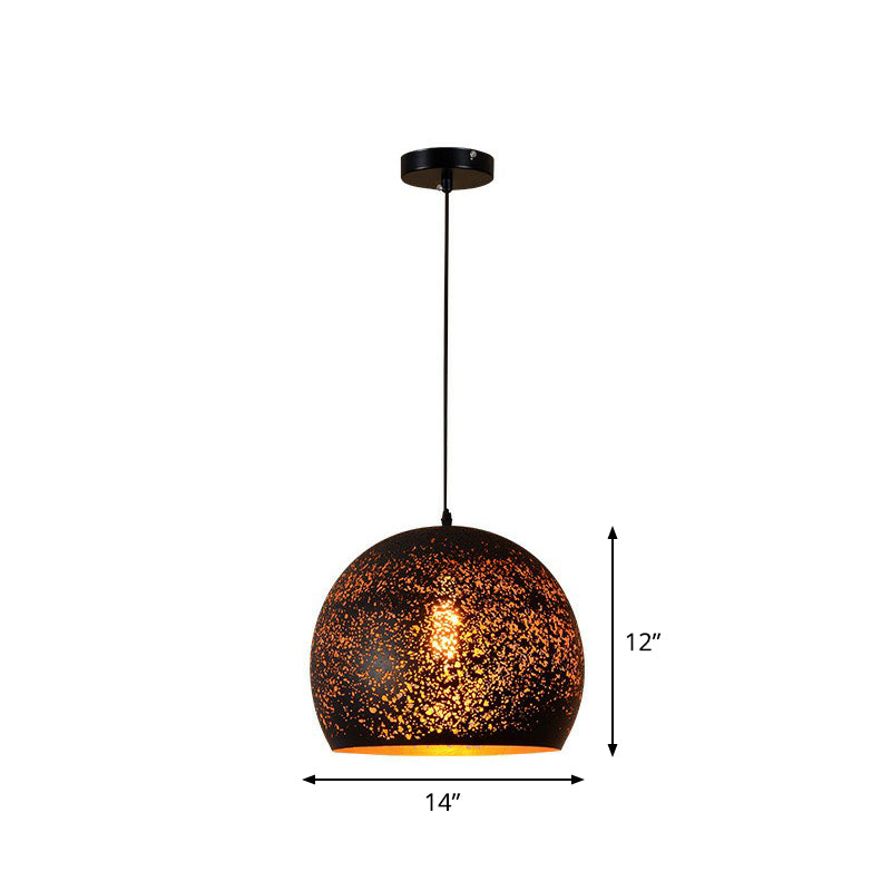 Nora - Retro Hollow-Out Metal Pendant Lighting 1-Light Black Finish Suspension Light For Restaurant