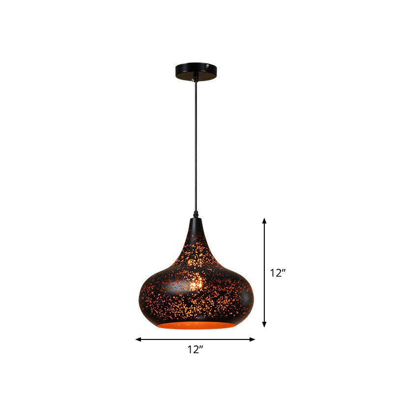 Nora - Retro Hollow-Out Metal Pendant Lighting 1-Light Black Finish Suspension Light For Restaurant